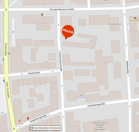 Lageplan zur Frauenarztpraxis von Gerit Kern in Neustadt/Weinstraße